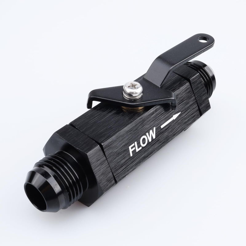 AC PERFORMANCE Inline Fuel Male Shut Off Valve with Cable Lever Aluminum Black -10 AN - Image 1